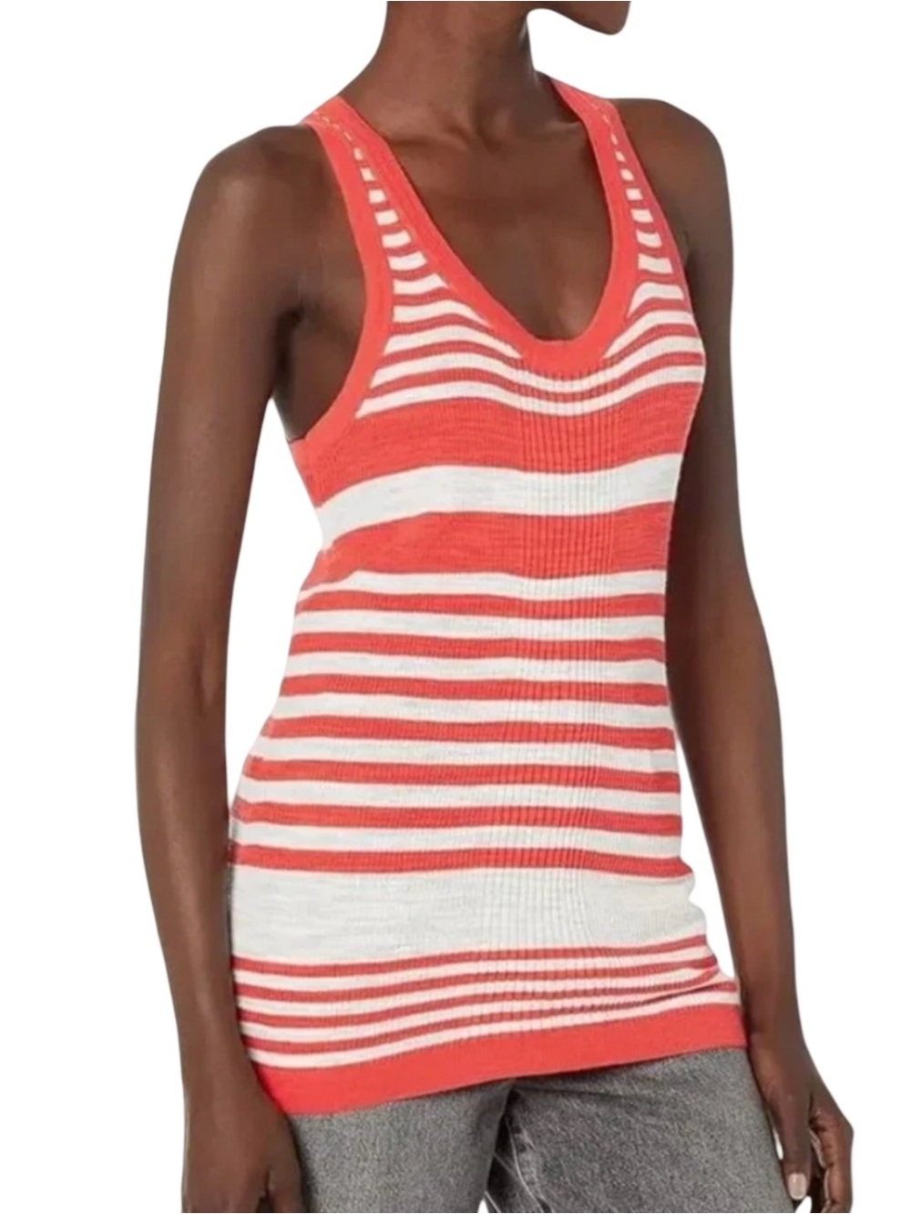 Trina Turk LA “Star” Striped Ribbed Knit Tank Top Blouse Women’s Medium